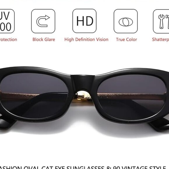 Classic oval black frame sun glasses - Picture 6 of 6
